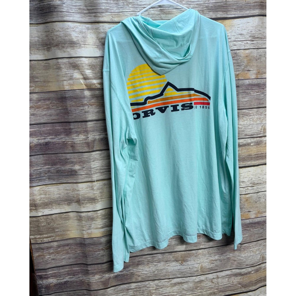 Orvis Mountain Rise Drirelease Hoodie Azure XXL Sun Shirt 2ZZN 1955 Mens